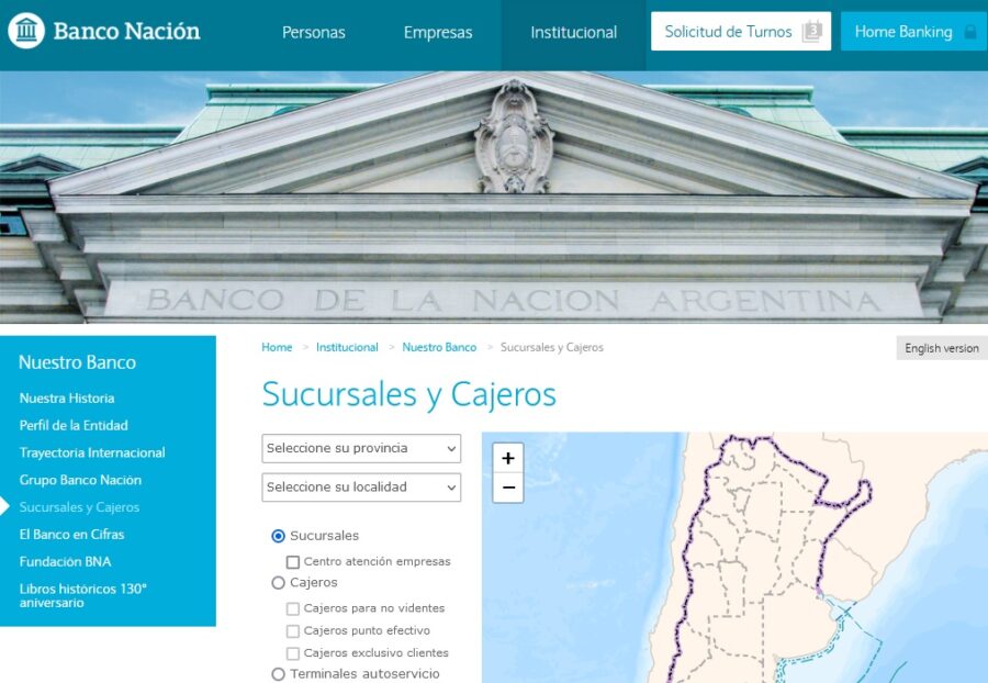Banco de la Nación Argentina - Buscador de sucursales
