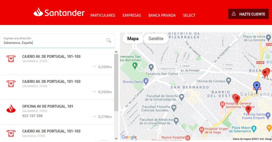 Buscador de Oficinas y Cajeros - Banco Santander